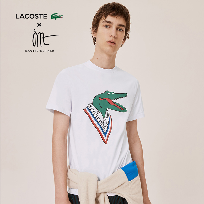 lacoste-x-jean-michel-tixier-co-branded-t-shirts-with-the-same-trend-for-men-and-women-th0413เสื้อยืด