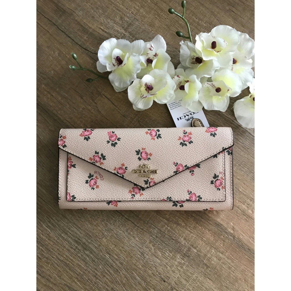 coach-แท้-กระเป๋าสตางค์ลายดอกไม้-coach-soft-wallet-with-floral-bloom-print