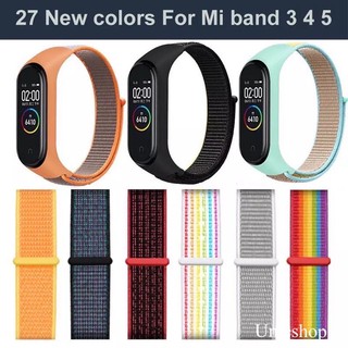 สายนาฬิกาข้อมือสายหนังสำหรับ Xiaomi Miband 4 miband 5 สายไนล่อน Miband 3 Miband 4