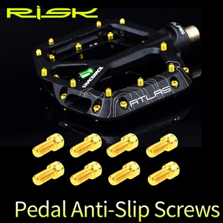 Risk สกรูไทเทเนียมอัลลอย กันลื่น 8 ชิ้น ต่อล็อต สําหรับบันไดจักรยาน Downhill TC4 XC AM DH M4*8 มม. RISK 8 ชิ้น ต่อล็อต