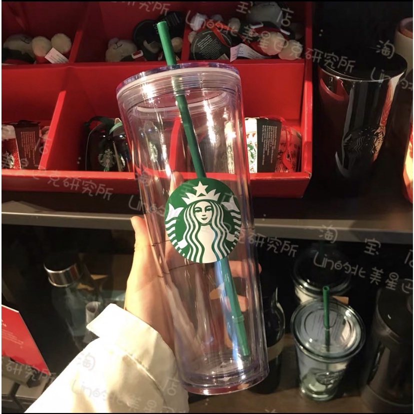 แก้วพลาสติก-starbuck-cup-2-ชั้น-สีเขียว