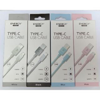 Clearance SALE! ลดล้างสต๊อก! สายชาร์จแอนดรอยด์ TYPE-C 2.4A ยี่ห้อ Energy มี 4 สีให้เลือก (ขาว/ดำ/ฟ้า/ชมพู)