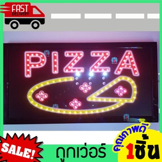 ป้ายไฟLED ร้านพิซซ่า PIZZA ป้ายร้านอาหาร ขนาด25x48cm สกรีนสติกเกอ กลางวันก็เห็นชัด ป้ายไฟ LED พิซซ่า