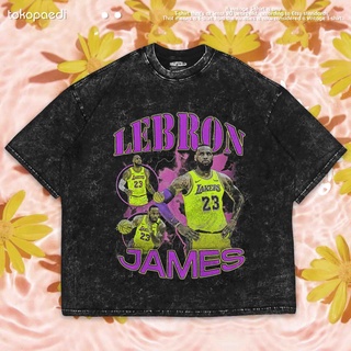 เสื้อยืดผ้าฝ้ายพิมพ์ลายขายดี เสื้อยืด "KING LEBRON JAMES" โอเวอร์ไซซ์ ซักได้ | เสื้อยืด ขนาดใหญ่ | เสื้อยืด พิมพ์ลายซักผ