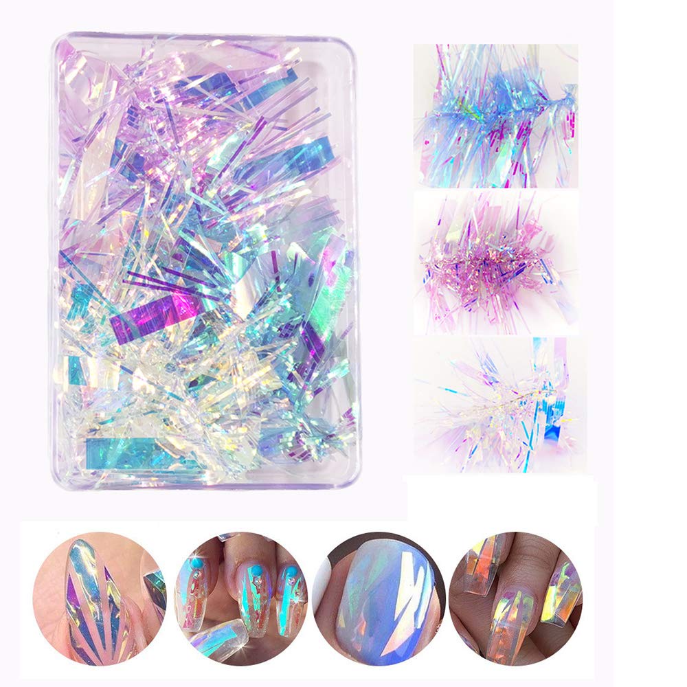 ahour-irregular-aurora-cellophane-fragments-colorful-nail-stickers-nail-foil-film-gradient-mirror-glitter-decal-diy-irregular-strip-candy-paper-laser-manicure-tools-transfer-paper