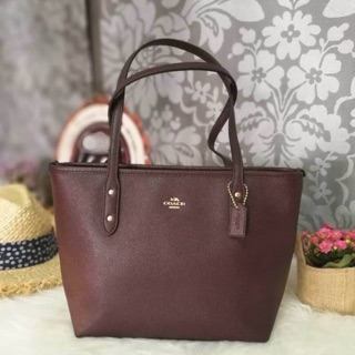 COACH Tote mini สีไวน์แดง