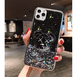 Samsung Galaxy A01 A11 A21 A31 A41 A51 A71 A10 A20 A30 A30S A50 A50S A70 Note 20 Ultra Foldable Stand Holder Cartoon Quicksand Bear Bling Soft TPU Phone Case