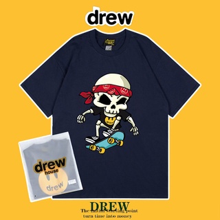 【NEW】เสื้อยืดแขนสั้นผ้าฝ้ายพิมพ์ลาย Drew House Justin Bieber ทรงหลวมสําหรับผู้ชาย