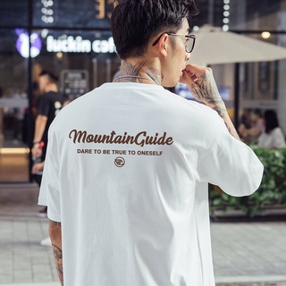 NOW Zhenyue Trendy Brand Letter Print Short-Sleeve Mens T-shirt Summer Hong Kong Style Cotton Casual Top VXQE เสื้อยืด