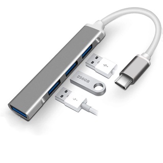 4in1 อะแดปเตอร์ฮับ USB C ขนาดเล็ก แบบพกพา สําหรับ Type C เป็น USB หลายพอร์ต MacBook แล็ปท็อป โทรศัพท์ พีซี