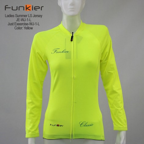 เสื้อจักรยานแขนยาวผู้หญิง-funkier-just-exercise-เหลือง