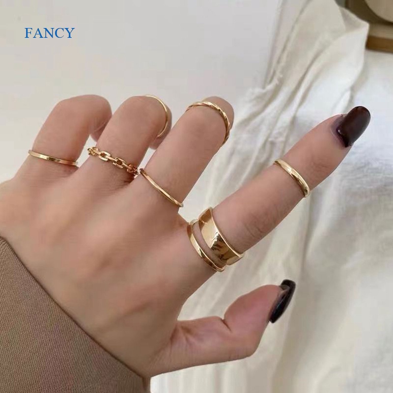 fancy-ชุดแหวนโลหะอัลลอย-แบบเปิด-ทรงกลม-กลวง-เครื่องประดับแฟชั่น-สําหรับผู้หญิง-4-ชิ้น-7-ชิ้น