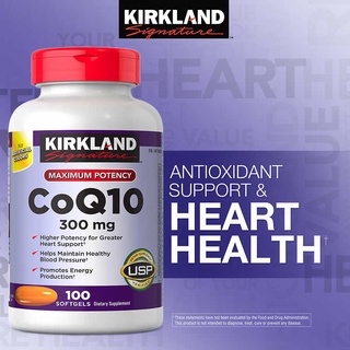 Exp:03/25 Kirkland CoQ10 300 mg 100 Softgels  วิตามินนำเข้าจากUSAแท้100%