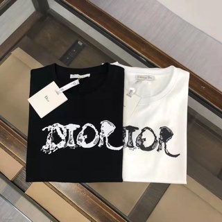 Dior_2022 เสื้อยืดแขนสั้นพิมพ์ลายตัวอักษร INS สำหรับผู้ชายและผู้หญิง