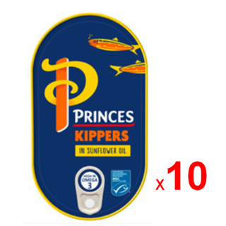 PRINCES เนื้อปลาเฮอริ่งรมควัน คิปเปอร์ แช่น้ำมันดอกทานตะวัน ชุดละ 10 กระป๋อง กระป๋องละ 190 กรัม / PRINCES Kipper Fillet