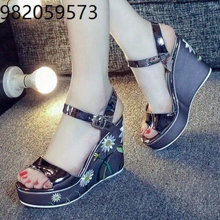 Slope heel shoes new slope heel high heel high -heeled sole fish mouth sandals