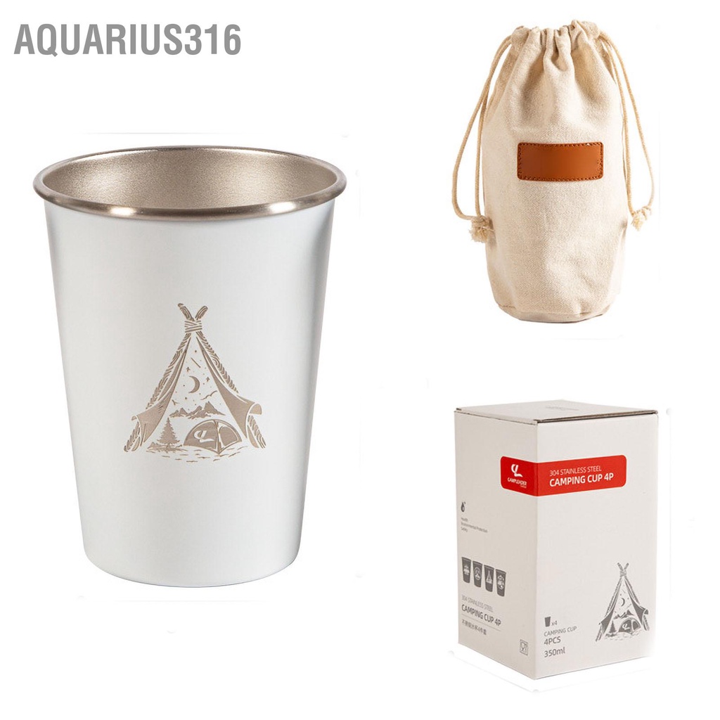 aquarius316-แก้วมักสเตนเลส-4-ชิ้น-สําหรับปิกนิก-บาร์บีคิว-เบียร์-กาแฟ-ไวน์
