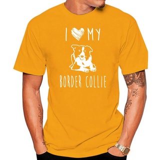 เสื้อยืด พิมพ์ลายการ์ตูน I Love My Border Collie สีเขียวทหาร สไตล์ฮิปฮอป สําหรับผู้ชาย และผู้หญิงสามารถปรับแต่งได้