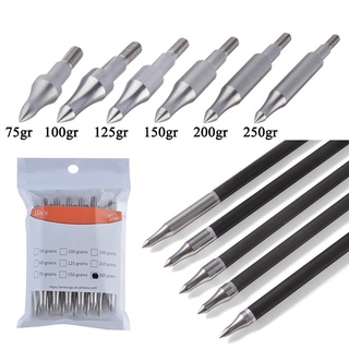 สินค้า 12 pcs ยิงเป้าหมาย Arrowhead การฝึกอบรมธนูเหล็ก Arrow Point เคล็ดลับ 75-300 เม็ด 8-32 ด้าย Arrow หัวอุปกรณ์เสริม