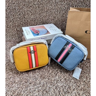 COACH MINI JAMIE CAMERE BAG WITH VARSITY STRIPE LEATHER BAG