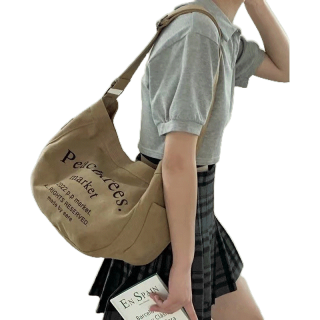 กระเป๋าสะพายไหล่ ผ้าแคนวาส ขนาดใหญ่ จุของได้เยอะ สไตล์ญี่ปุ่น แฟชั่นเรโทร สําหรับสตรี และนักเรียน 2023