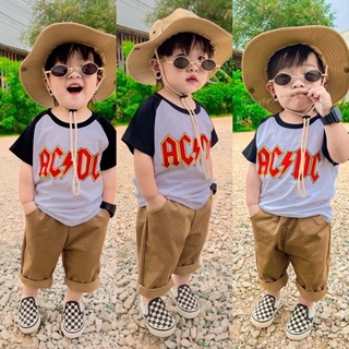 เสื้อวินเทจเด็ก ACDC พร้อมกางเกงลุง เสื้อวง