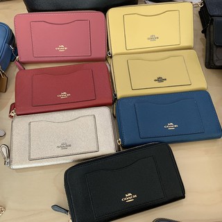 F54007 COACH พร้อมส่ง ของแท้ 100% กระเป๋าตังค์ใบยาวซิปรอบ วัสดุหนัง COACH ACCORDION ZIP WALLET IN CROSSGRAIN LEATHER