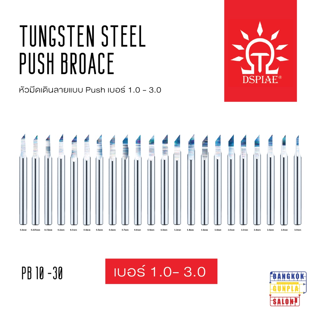 ราคาและรีวิวหัวมีดเดินลาย Tungsten Steel Push Broach เบอร์ 1.0 - 3.0 มม. จาก Dspiae
