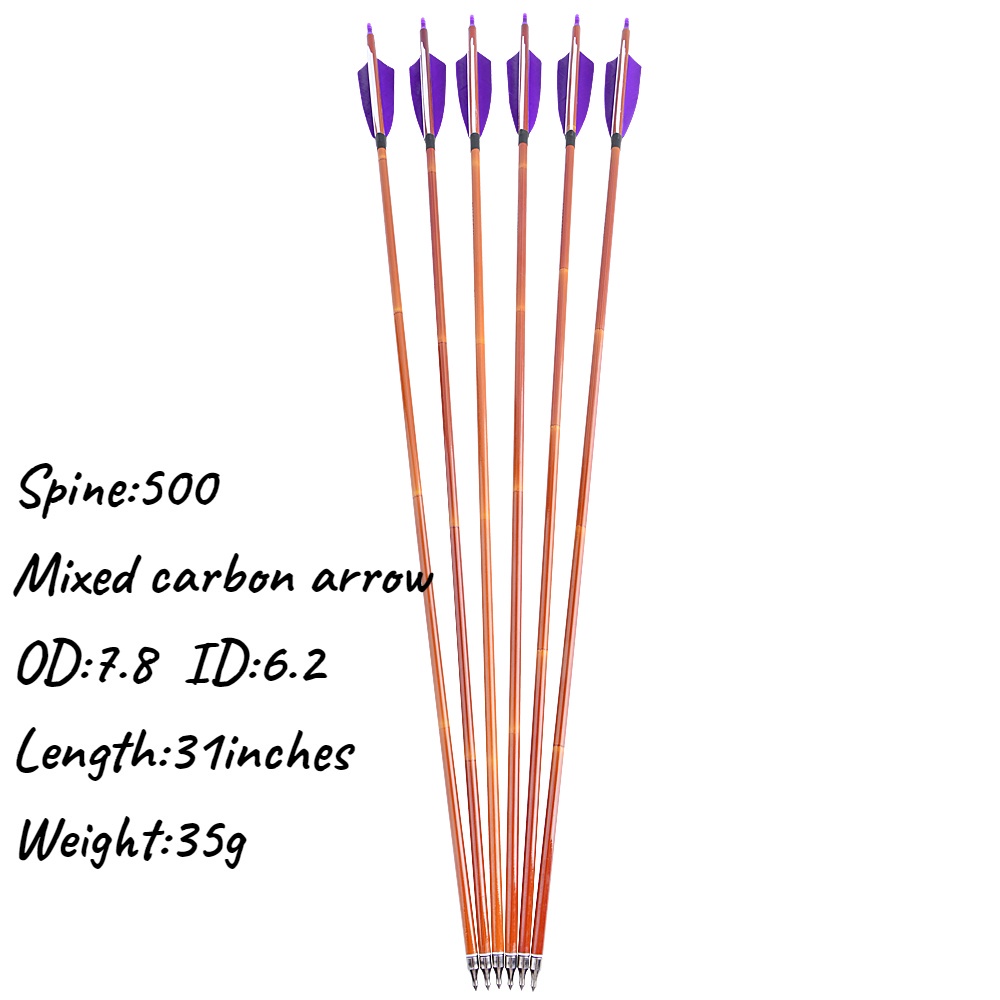 คันธนูและลูกศร-31-นิ้ว-sp500-ผสมคาร์บอนลูกศร-4-นิ้วจริง-feather-คอมโพสิต-recurve-โบว์เลียนแบบไม้ไผ่-arrow-ยิงธนูกลางแจ้ง