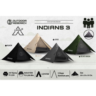 เต็นท์กระโจม K2 INDIANS 3 เสา A ไม่มีเสาตรงกลาง สำหรับนอน 3 คน