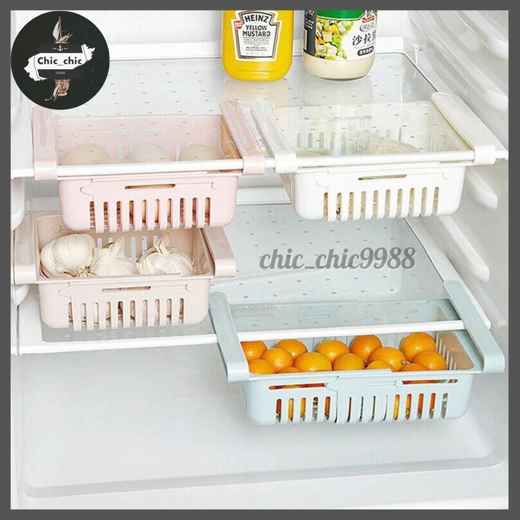 ชั้นเก็บของยึดหดได้ ที่เก็บของในตู้เย็น เพิ่มที่เก็บของในตู้เย็น ขนาด 20.5-28.5 x 16.4 ซม. #F-0027