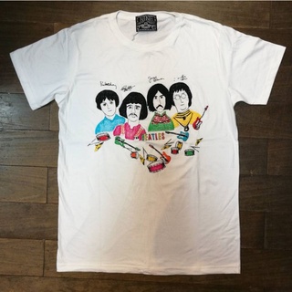 เสื้อยืดวงดนตรีเสื้อยืดปัก ลาย The Beatles Cartoon ผ้าcotton 100% T-shirt Embroideryall size