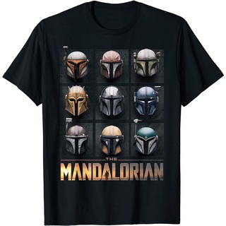 เสื้อยืดโอเวอร์ไซส์เสื้อยืด พิมพ์ลาย Star Wars The Mandalorian Helmet Box UpS-3XL