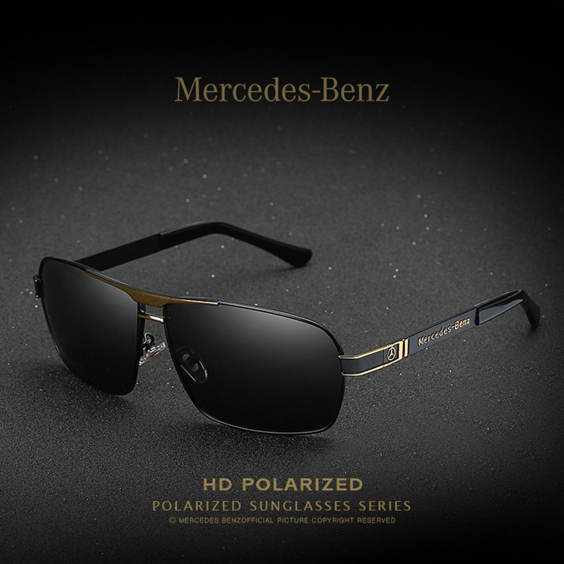 polarized-แว่นกันแดด-แฟชั่น-รุ่น-mercedes-benz-mb-722-c-2-สีดำตัดทองเลนส์ดำ-แว่นตา-ทรงสปอร์ต-วัสดุ-stainless
