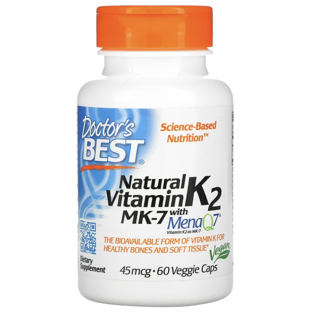 ภาพหน้าปกสินค้าDoctor's Best, Natural Vitamin K2 MK-7 with MenaQ7, 45 mcg, 60 Veggie Caps จากร้าน g.goods บน Shopee