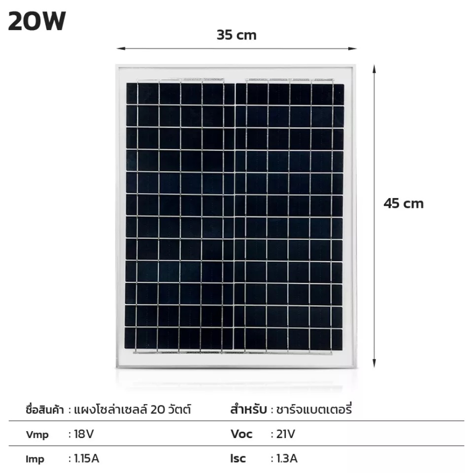 ส่งจากไทย-โซล่าเซลล์-แผงโซล่าเซลล์-10w-20w-18v-พลังงานแสงอาทิตย์-กันน้ำ-กันฟ้าร้องฟ้าผ่า-กันแดด-โซล่าเซลล์เก็บพลังงาน