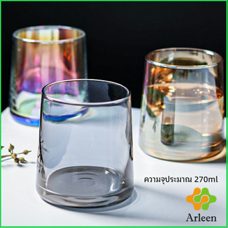 arleen-ถ้วยแก้ว-สั้นสีโฮโลแกรม-แก้วสีรุ้ง-พร้อมส่ง-ของขวัญวันเกิด-glass-cup