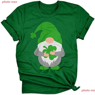 แฟชั่น อะนิเมะ ผู้ชาย เสื้อยืด Women St Patricks Day T-Shirts Shamrock Lucky Clover Graphic Short Sleeve Tops