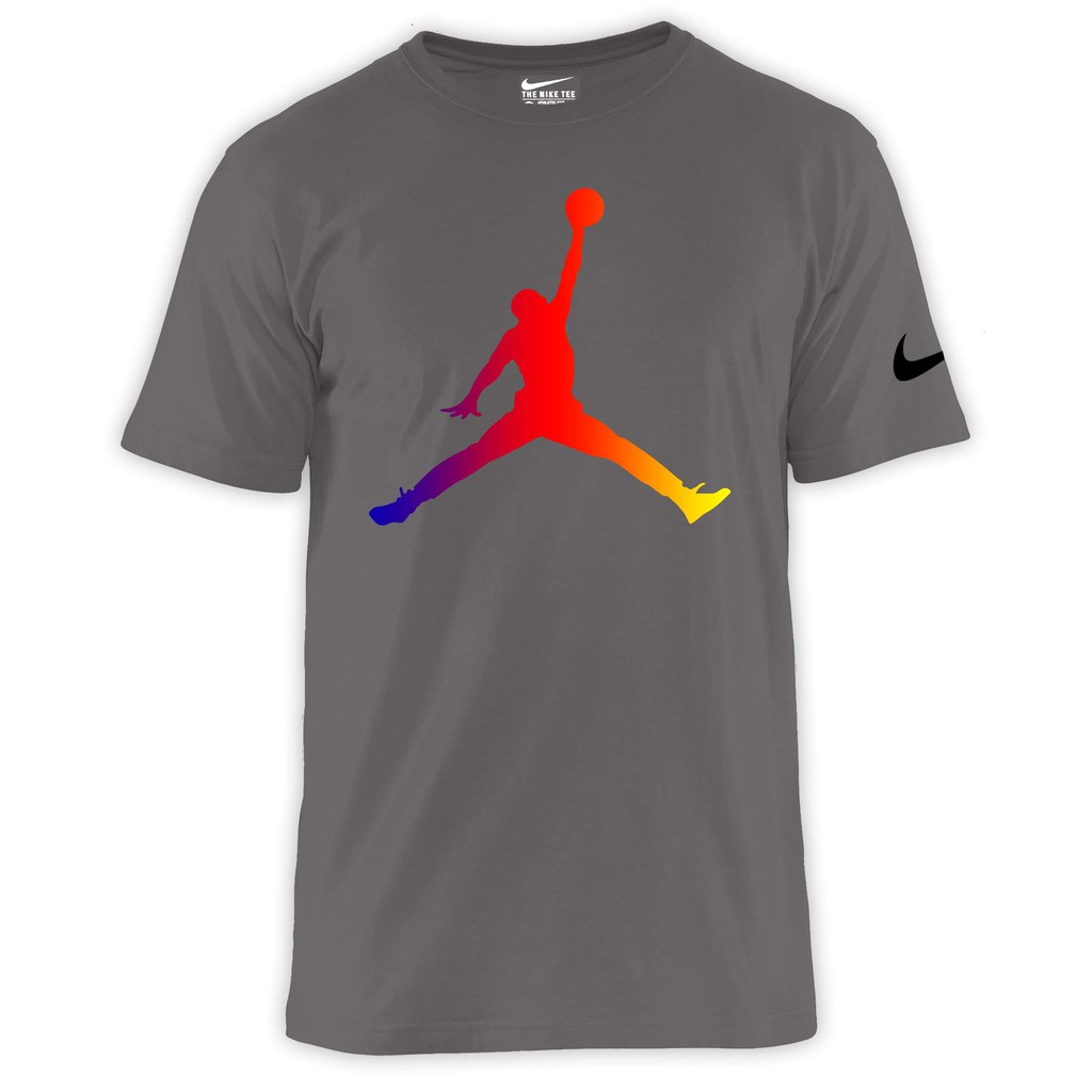 เสื้อคนอ้วนผญ-nike-jordan-คอกลมเสื้อยืดผู้ชายแขนสั้นแฟชั่นผู้ชาย-สีดําและสีเทา