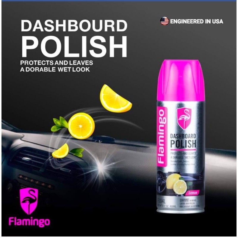 flamingo-dashboard-polish-สเปรย์เคลือบเงา-คอนโซล-รถยนต์-เคลือบเบาะหนัง-แผงหน้าปัดรถ-ปกป้องวัสดุภายในรถไม่ให้ซีดจาง