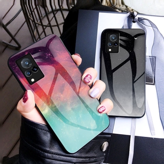 เคสโทรศัพท์ VIVO V21 5G Phone Case Aurora Starry Tempered Glass Hard Case Anti Scartch Silicon Soft Edges Back Cover เคส วีโว่V21 Casing