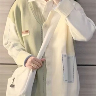💥Hot sale！💥Size:S-XL💥เสื้อไหมพรม เสื้อกันหนาว สไตล์ญี่ปุ่น คอวี ทรงหลวม