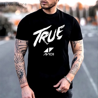 เสื้อยืดผ้าฝ้ายพิมพ์ลายคลาสสิก เสื้อยืดแขนสั้น คอกลม ผ้าฝ้าย ลาย Avicii Dj True สําหรับผู้ชาย DF12HJ38446