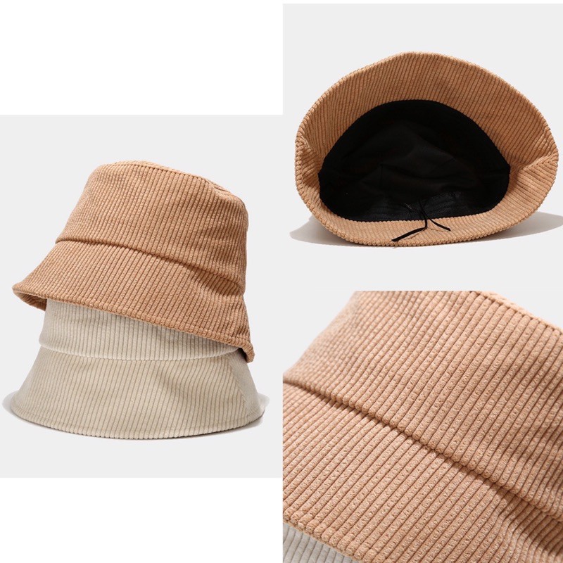 ภาพสินค้า(WA) หมวกบักเก็ต สีพื้นผ้าลูกฟูก หมวกปีกรอบ Bucket hat จากร้าน r_nice บน Shopee ภาพที่ 8