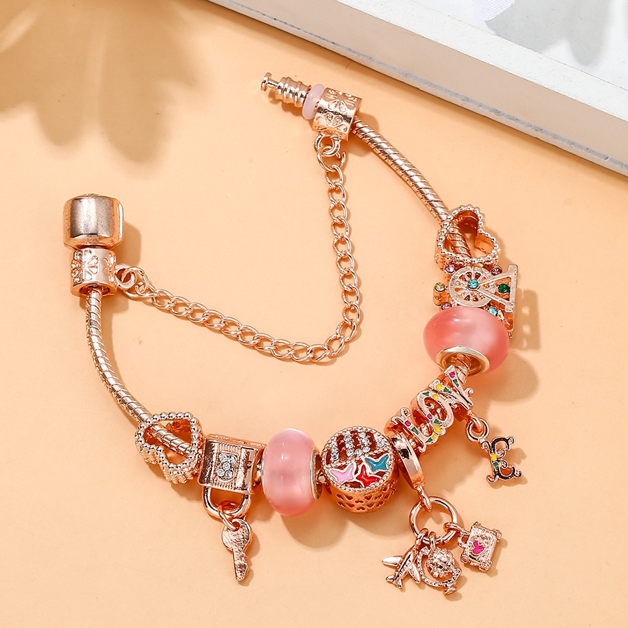 dinglly-โรสโกลด์-เครื่องบิน-และกระเป๋าเดินทาง-จี้ผีเสื้อ-รัก-ลูกปัด-หัวใจ-ล็อค-amp-พวงกุญแจ-จี้-สร้อยข้อมือ-สําหรับผู้หญิง-กําไลข้อมือคริสตัล-สีชมพู