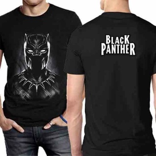 คอลูกเรือเสื้อยืดคอกลมเสื้อยืด พิมพ์ลาย Black Panther 2 ด้าน สําหรับผู้ชาย และผู้หญิงผ้าฝ้ายแท้