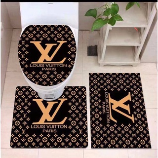 Bathroom Carpet Set พรมห้องน้ำ ด้านบนเป็นพรพม ด้านล่างมียางกันลื่น ชุดพรมห้องน้ำ 1 set มี 3 ชิ้น