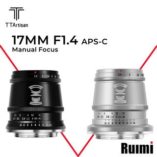ภาพหน้าปกสินค้ามีสินค้า TTArtisan 17mm F1.4 APS-C กล้องเลนส์โฟกัส MF มุมกว้างสำหรับ EOS-M / E / FX / M43 M4/3 Mount ที่เกี่ยวข้อง