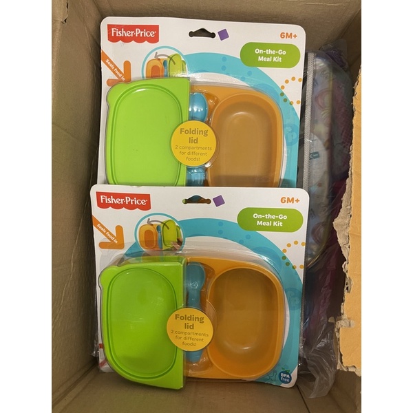 fisher-price-baby-toddler-on-the-go-travel-meal-kit-with-snap-shut-lid-picnic-plate-bowl-snack