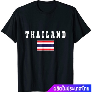 เสื้อยืดสีพื้นคอกลม Thailand T-shirt Thai Tee Flag Souvenir Gift Bangkok sale  Thailand flag